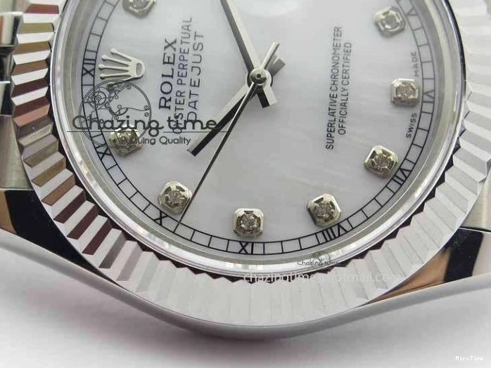 MiroTime 0514 EasyCare DateJust II 41mm BP Maker Best Edition White MOP Diamonds Dial On New Version Jubilee Bracelet A 3625